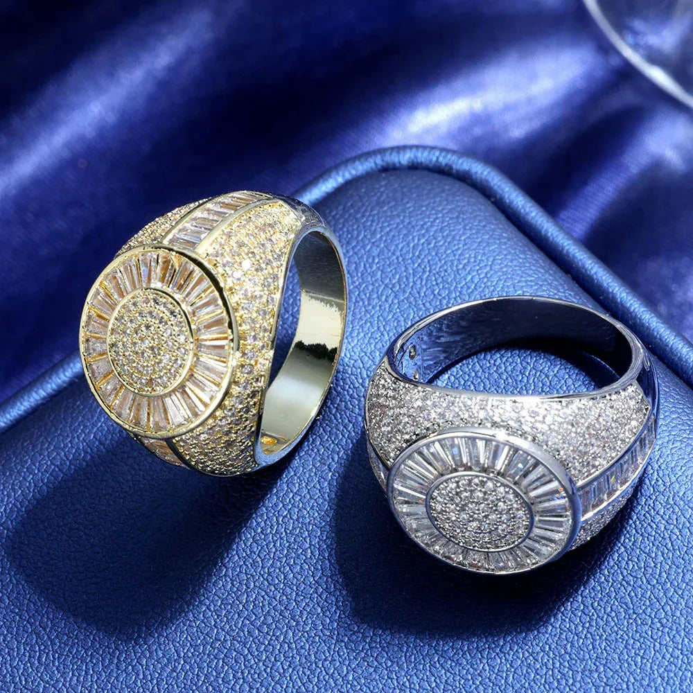 T Cut Zircon Round Ring Rapper Style Hip Hop Jewelry | Caratix Jewelry - CaratixJewelry